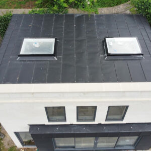 zinc standing metal roofing on a Bath commercial building